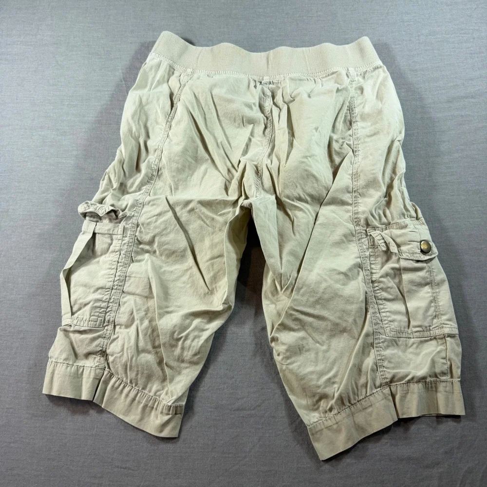 XCVI Cargo Shorts Womens XS Tan Good Elastic Waist Utility Pockets Stretch